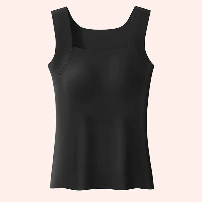 Minimalistyczny Top Damski z Kwadratowym Dekoltem i Wszytym Biustonoszem