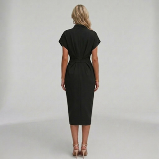 Elegancka Sukienka Kopertowa Midi z Dekoltem V na Wesele, Koktajl i Letnie Przyjęcia | Sylnia Butik