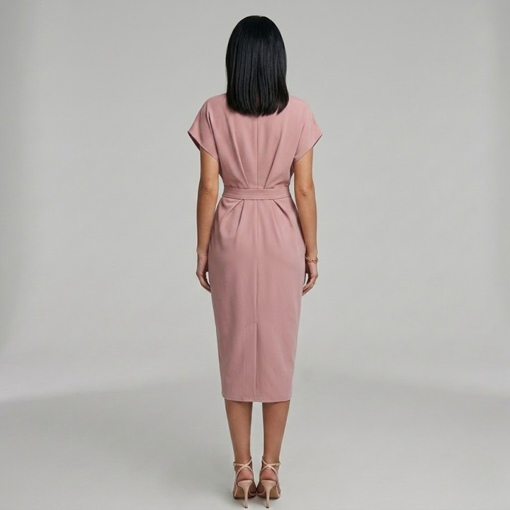 Elegancka Sukienka Kopertowa Midi z Dekoltem V na Wesele, Koktajl i Letnie Przyjęcia | Sylnia Butik