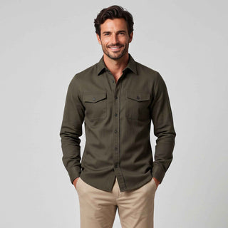 Uniwersalna koszula overshirt męska z kieszeniami na piersi i guzikami