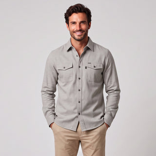 Uniwersalna koszula overshirt męska z kieszeniami na piersi i guzikami