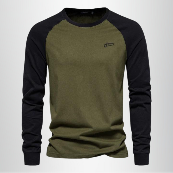 Ponadczasowa koszulka męska z długim rękawem w stylu raglan