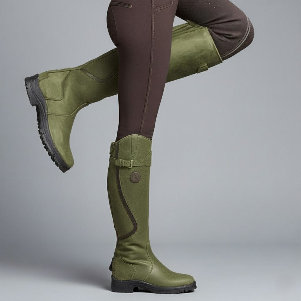 Stylowe Buty Jeździeckie Damskie z Wysoką Cholewką i Sprzączką