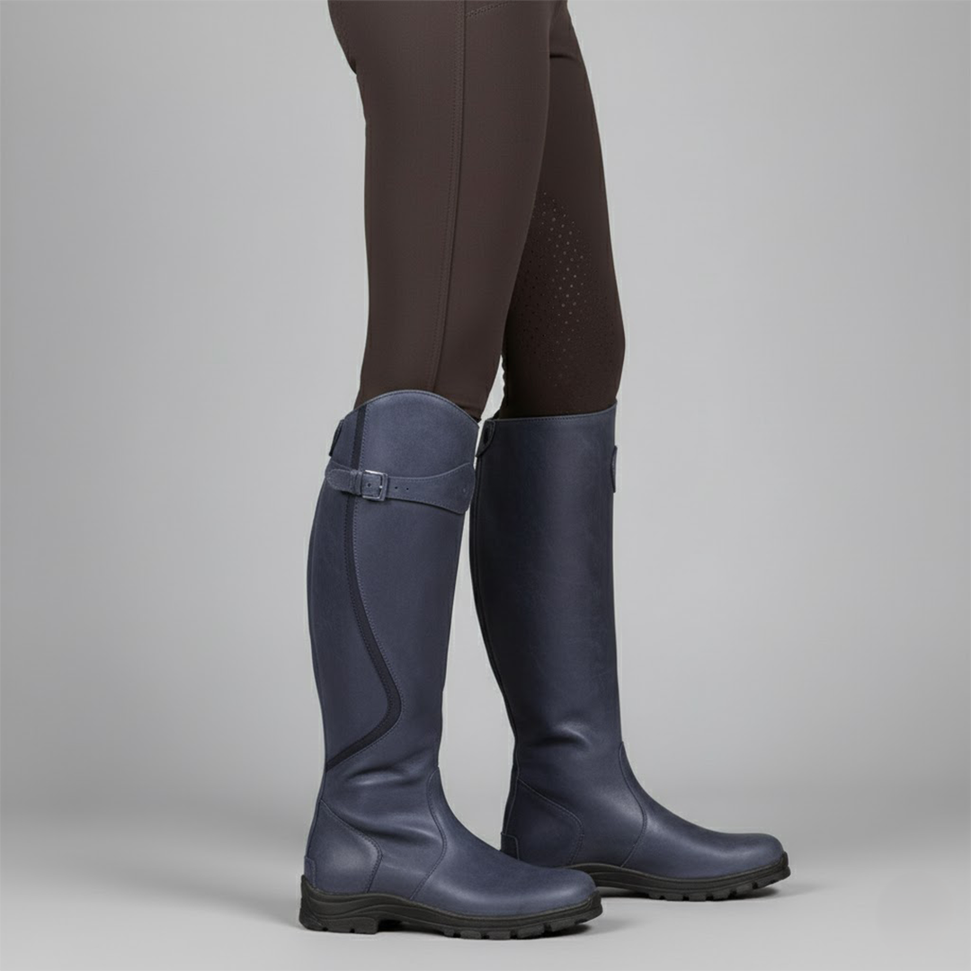 Stylowe Buty Jeździeckie Damskie z Wysoką Cholewką i Sprzączką