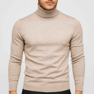 Stylowy sweter męski z golfem o smukłej linii i wysokim kołnierzu