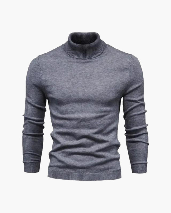 Stylowy sweter męski z golfem o smukłej linii i wysokim kołnierzu