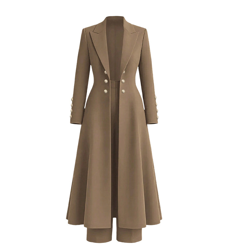 📢📢50 % ZNIŻKI!! ⏰Elegancki zestaw na jesień dla kobiet, składający się z dwóch części: retro płaszcz z długim rękawem i klasyczne spodnie
